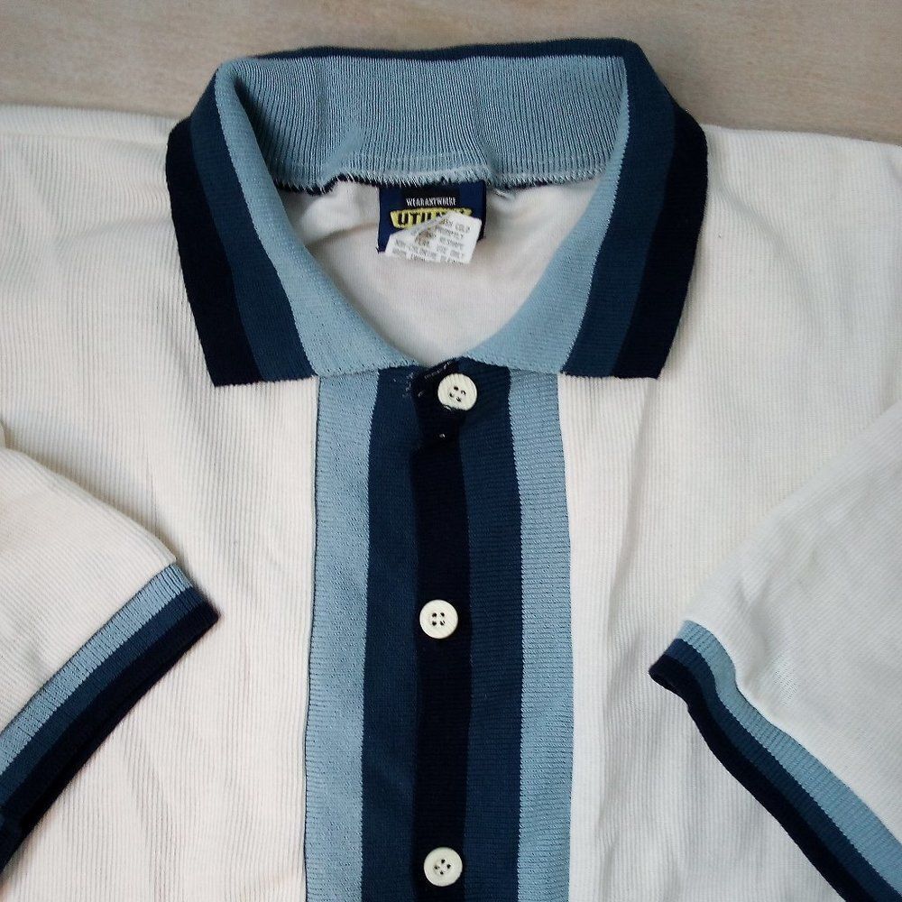 Deadstock Vintage Y2K Utility Striped Short Sleeve Button Down Shirt